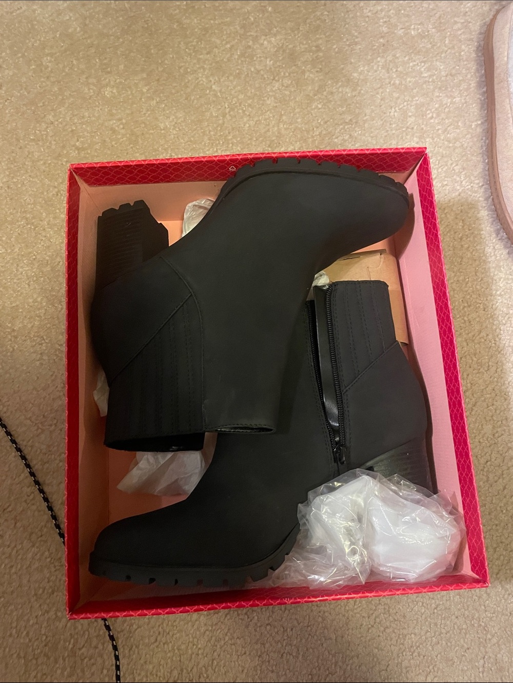 Kelly & Katie Black Ankle Heeled Boots with Side Zip